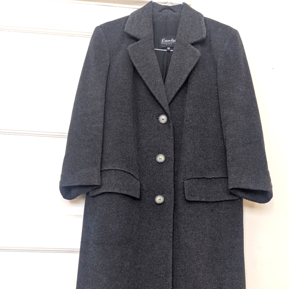 Charcoal Grey Lined, Long Winter Coat  (36)